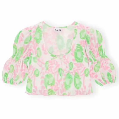 Pleated Georgette Blouse^Ganni Hot